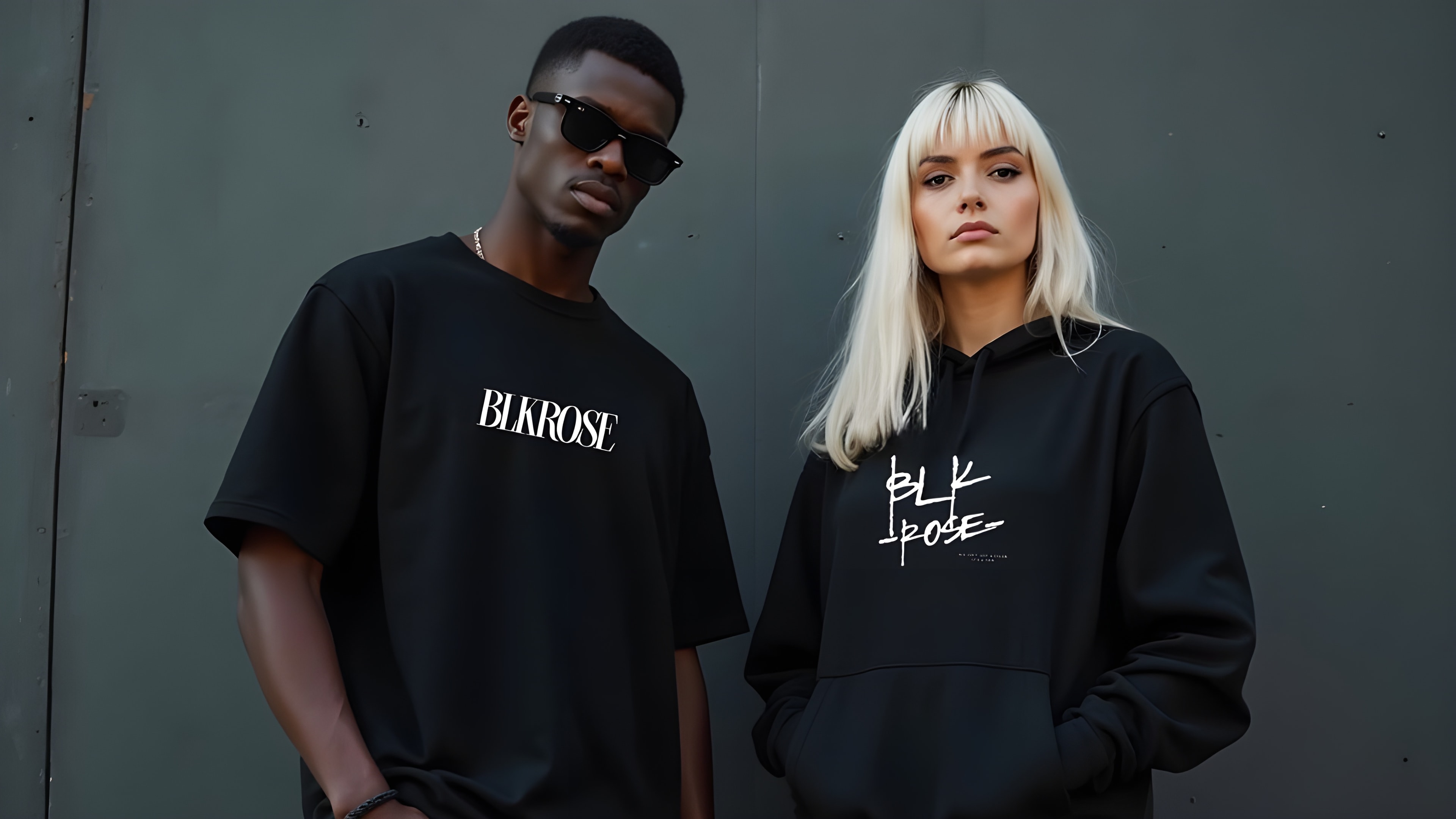 Fashion models wearing BLKROSE streetwear